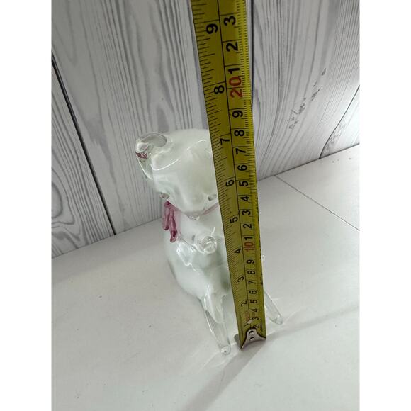 RARE Vintage Murano Cenedese Art Glass White Cat w Pink Scarf Glass Figurine - Picture 8 of 9